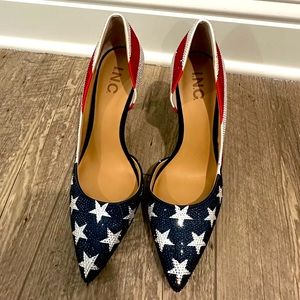 INC-MMG KENJAY DORSAY American flag rhinestone pump. Size 7.5